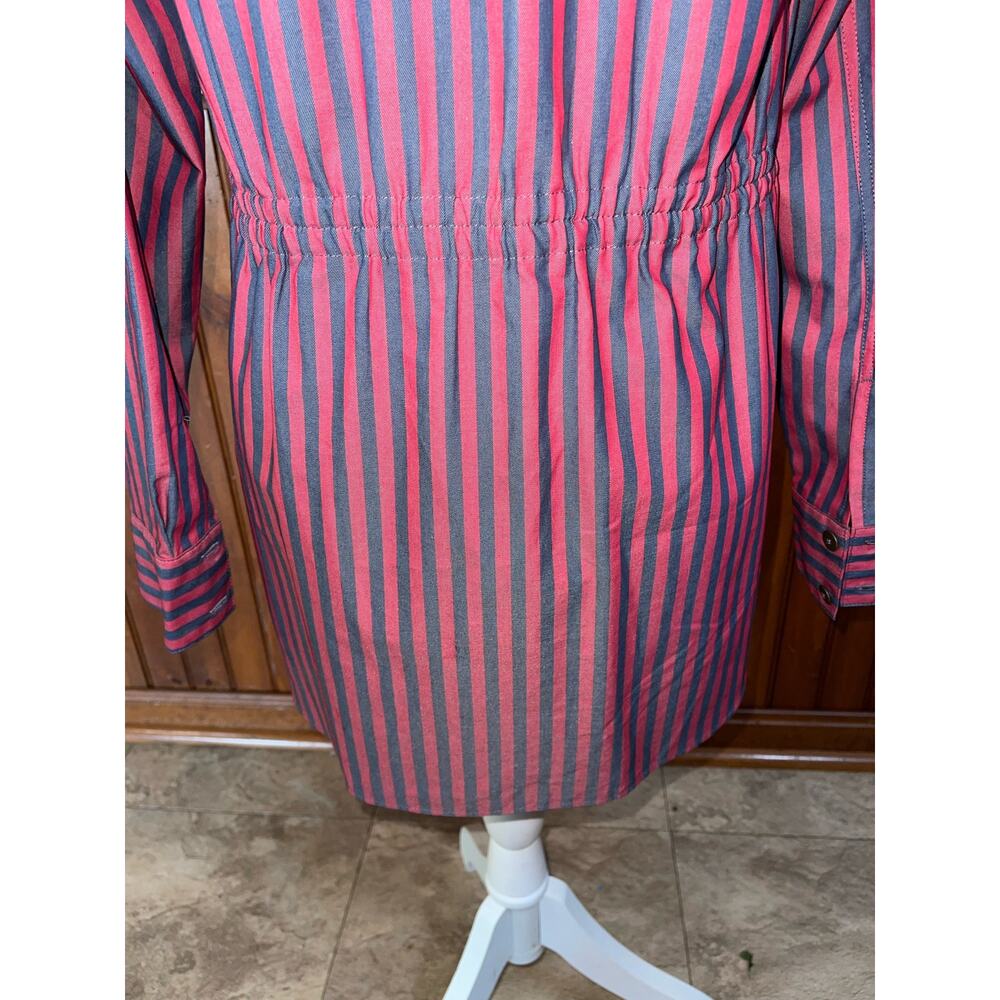 Womens Cabi Red Black Striped Button Down Regatta Shacket w/Patches Size M - Picture 4 of 10